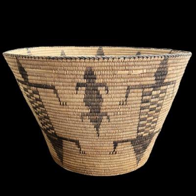  Antique Native American Fine Basketry - Large Pima Papago Figural Basket c.1900
