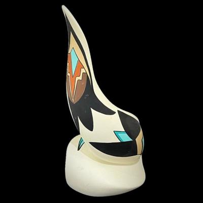 Southwestern Gachupin Pottery- Abstract Sculpture with Hand Painted native American Artwork Signed Jemez Pueblo