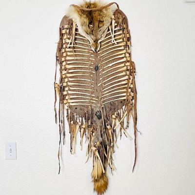 RARE Native American Breastplate Made w/ Coyote Pelt, Bones, Fur and Tail- Unique Piece!