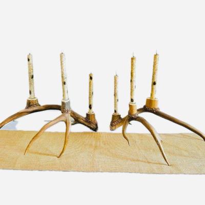  Real Deer Antler Taper Candle Holders (set of 2)