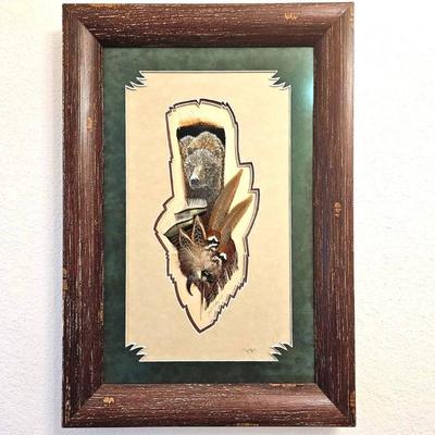  Bear painted on feather w/bear claw Colorado Artist: Janet Leroy