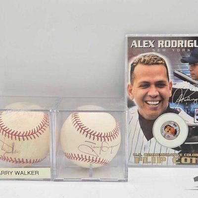 #1830 • (2) Signed Baseballs & (1) Commemorative Flip Coin
