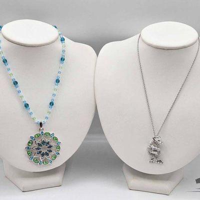 #999 • Dragon & Flower Swarovski Crystal Necklaces
