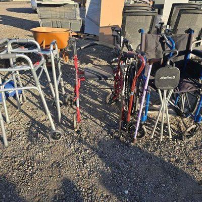 #81014 • (3) Walkers, (1) Wheelchair, and (4) Canes
