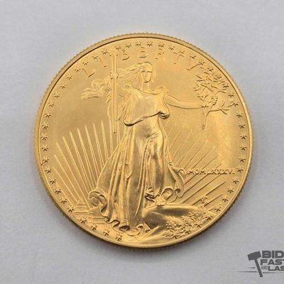 #1206 • 1986 $50 Fine Gold American Eagle Coin, 1oz

