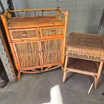 #2426 • Bamboo Cabinet & Wicker Stool
