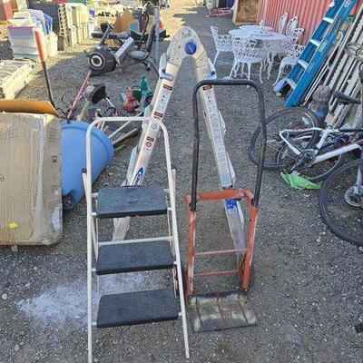 #80018 • Werner 17' Telescoping Ladder, 3-Step Ladder, and Dolly
