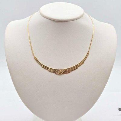 #724 • 14k Yellow Gold & Diamond Necklace, 7.54g

