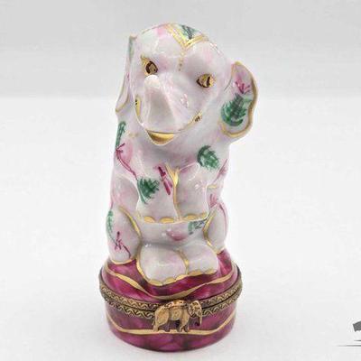 #1942 • Exclusive Chamart Elephant Limoges Trinket Box
