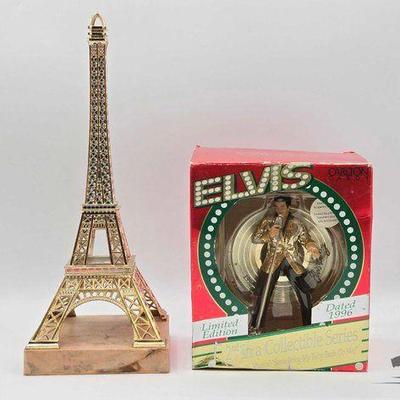 #1903 • 1996 Limited Edition Elvis Presley Ornament & Eiffel Tower Paperweight
