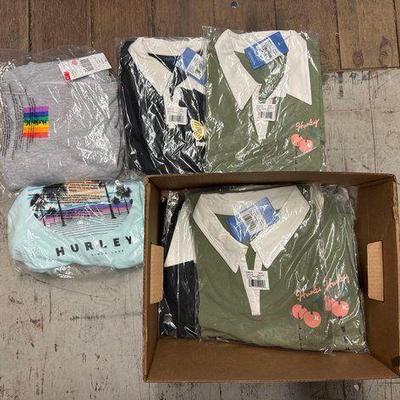 #7534 • NEW!!! Adult Hurley Shorts, Collared Shirts and T-Shirt
