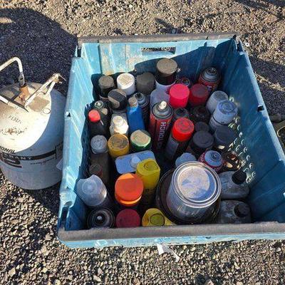 #81016 • Spray Paints, Spot Shot, Pledge, Castrol GTX Diesel Oil, National Refrigerant Tank
