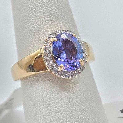 #708 • 14k Yellow Gold Tanzanite & Diamond Ring, 5.06g
