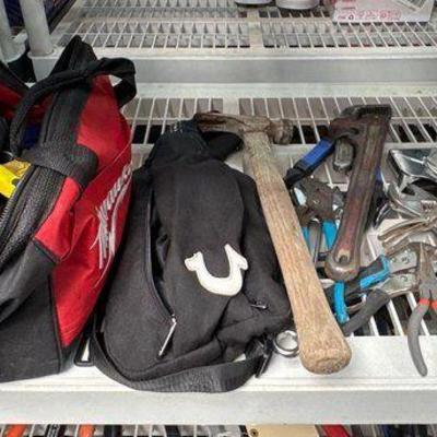 #2502 • Hammer, Staple Gun, Wrench, Tool Bag & Pliers
