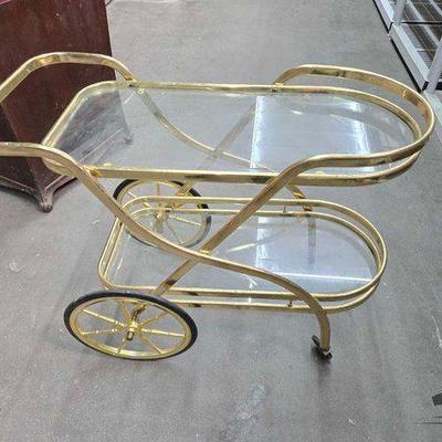#2428 • Brass & Glass Serving Trolley
