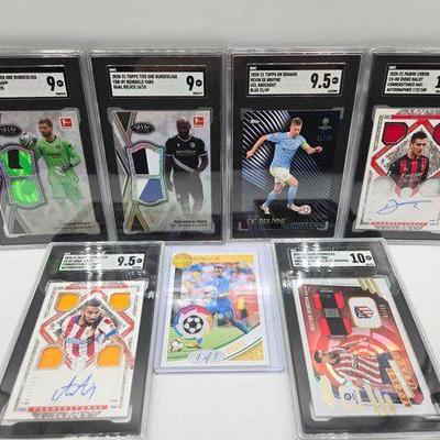 #1816 • (7) Soccer Player Collector Cards, Some Signed and Graded
