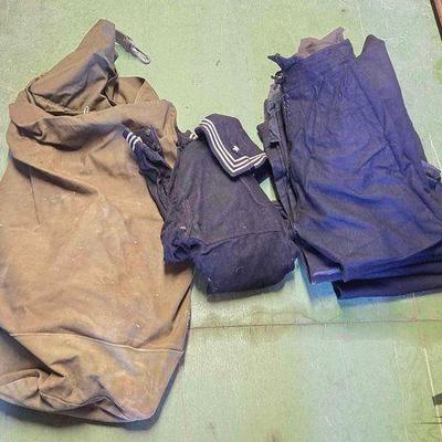 #6022 • Vintage Naval Wool Uniforms & Duffle Bag
