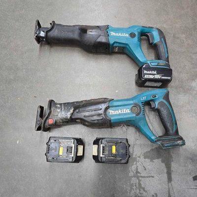 #2642 • (2) Makita Reciprocating Saws & (3) Rechargeable Batteries
