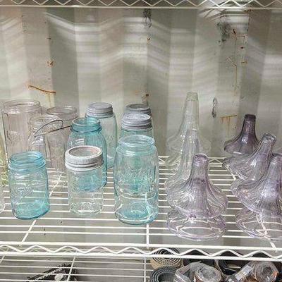 #4072 • Glass Mason Jars, Coffee Containers & Glass Display Risers

