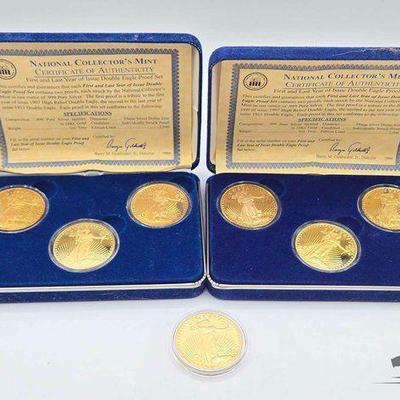 #1500 • (7) .999 Pure Silver Layered in 24kt 1oz Liberty Double Eagle Replica Coins
