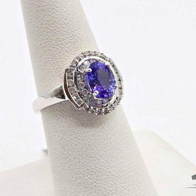 #714 • 14k White Gold Tanzanite & Diamond Ring, 4.31g
