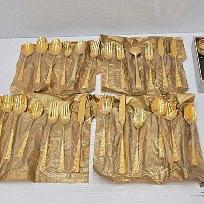 #1915 • Stanley Roberts Gold Toned Silverware Set
