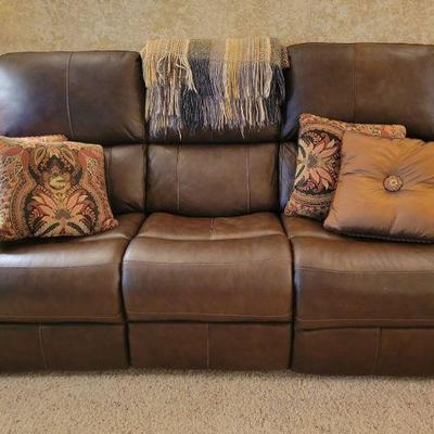 Flexsteel Reclining Sofa w/ Power Headrests and Lumbar