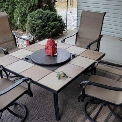Here's the backyard! - NICE patio Set - THINK SPRING!
