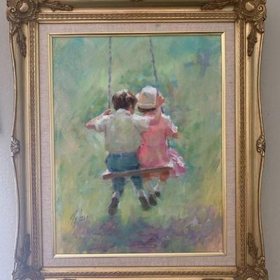 Th012v the swing by richard zolan original painting