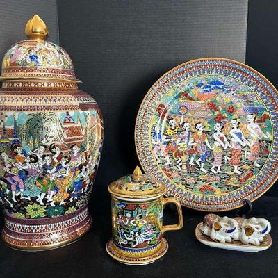Th042v benjarong porcelain hand painted in thailand