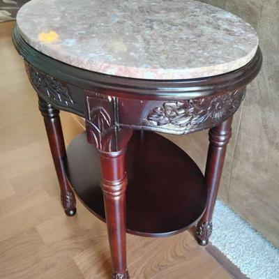 Th078 two dark wood side tables