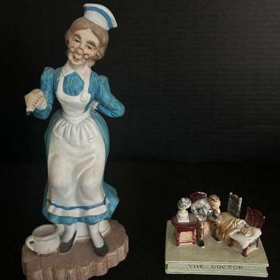 Th109v vintage nurse” and “the doctor” figurines