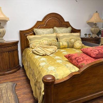 King bedroom; custom bedding