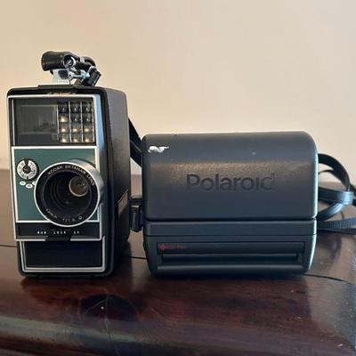 Vintage Kodak Video Camera and Polaroid Camera 