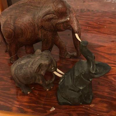 Hand Carved Teak Wood Elephants 