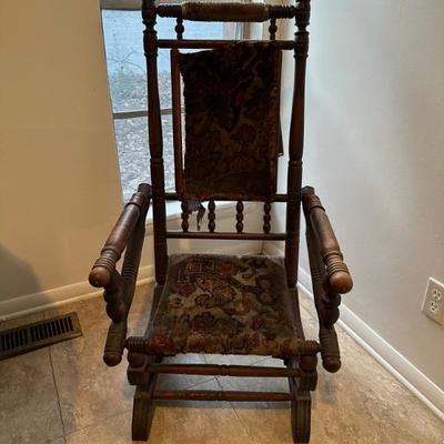 Antique Carpet Rocking Chair