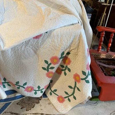 One of 8 quilts, varying ages and conditions.