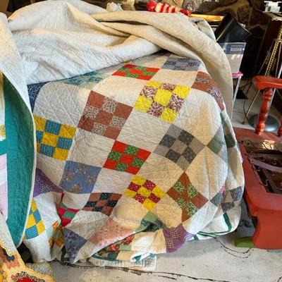 One of 8 quilts, varying ages and conditions.