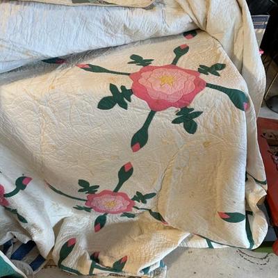One of 8 quilts, varying ages and conditions.