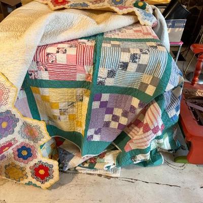 One of 8 quilts, varying ages and conditions.
