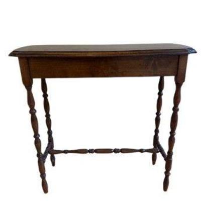 Small Antique Wooden Console Table – Turned Legs, Classic Accent Piece	