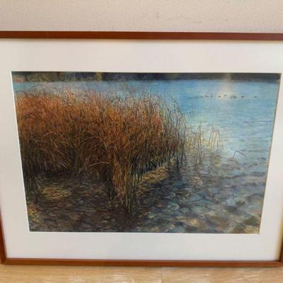 Framed Pastel Artwork Signed by Donna Auer – "Winter Lake," $900	
