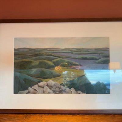 Original Signed Abstract Landscape Painting – 1997, Framed Artwork	