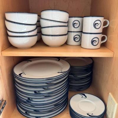 Massive 70+ Piece Dansk Flora & Bistro Dinnerware Set – Blue & White	