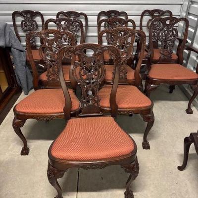 Set of 10 Chippendale Mahogany Dining Chairs – Valued at $7,950	