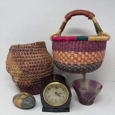 Desktop Treasures: Pottery Barn Clock, Blessing Stone, Baskets, & More	