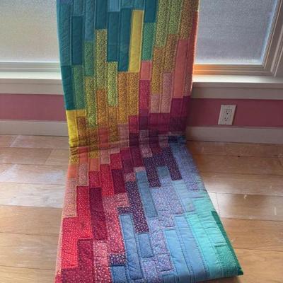 Quilted Bench Cushion – Vibrant Patchwork Design, Padded Comfort	