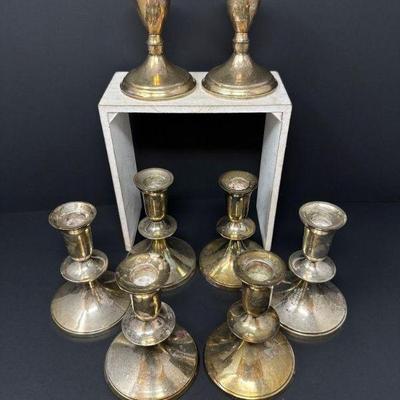 Assorted Silver Candlesticks – Sterling & Plated, Duchin & Banana Rep.	