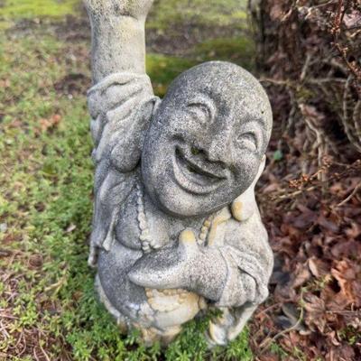 16” Tall Cement Laughing Buddha Garden Statue	