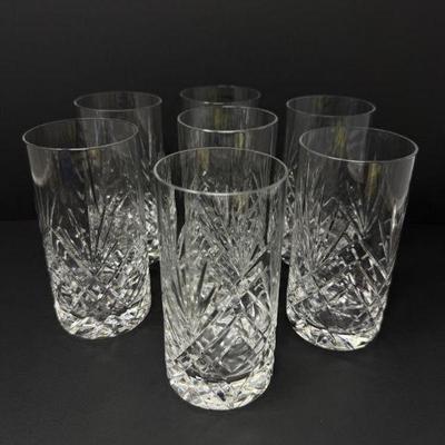 Set of 7 Diamond Cut Crystal Drinking Glasses	